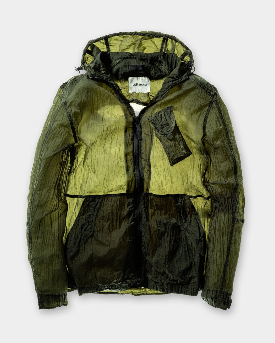 Green and black Left Hand Elvo jacket on a white background