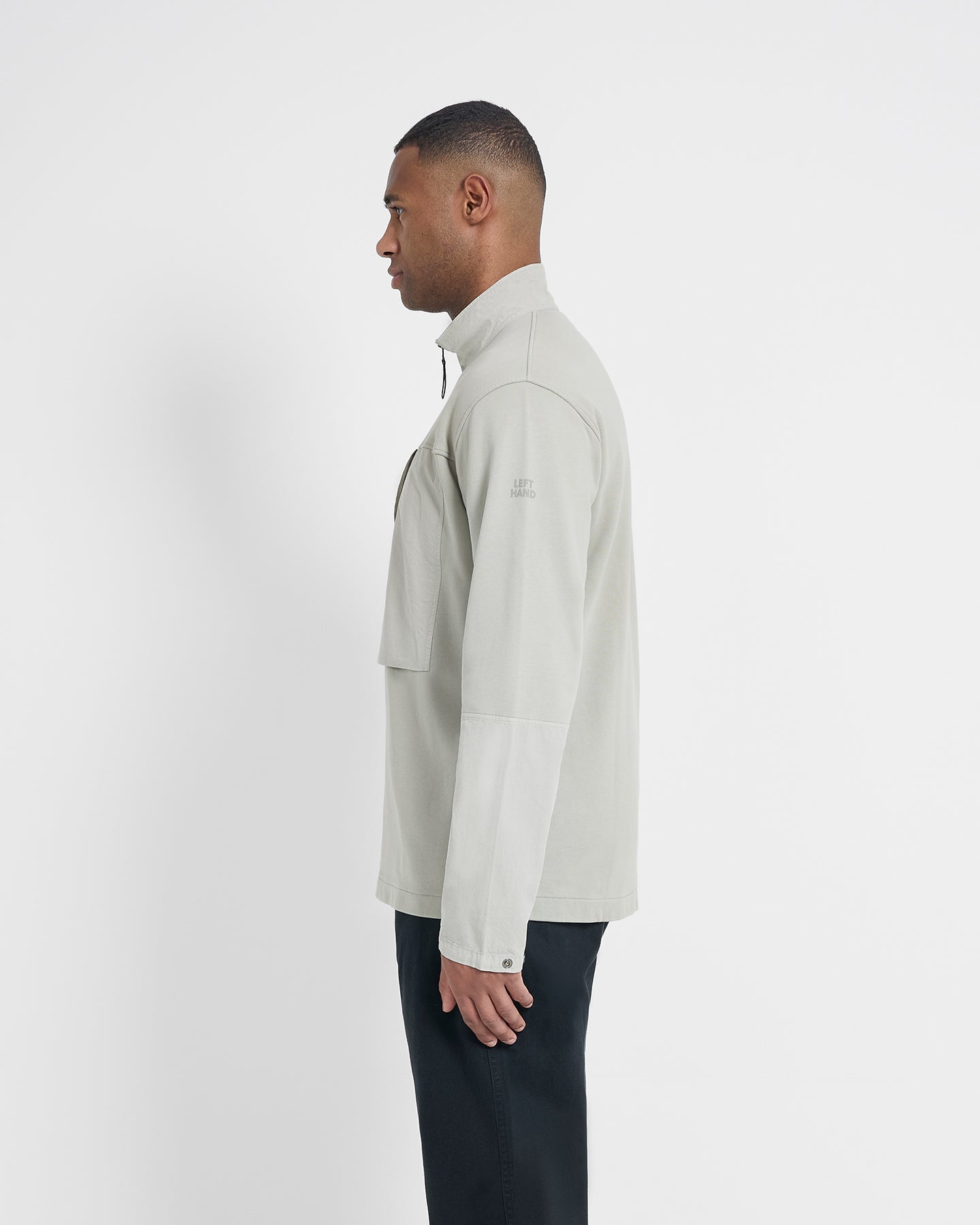 Left Hand Half Zip Sweat Stone