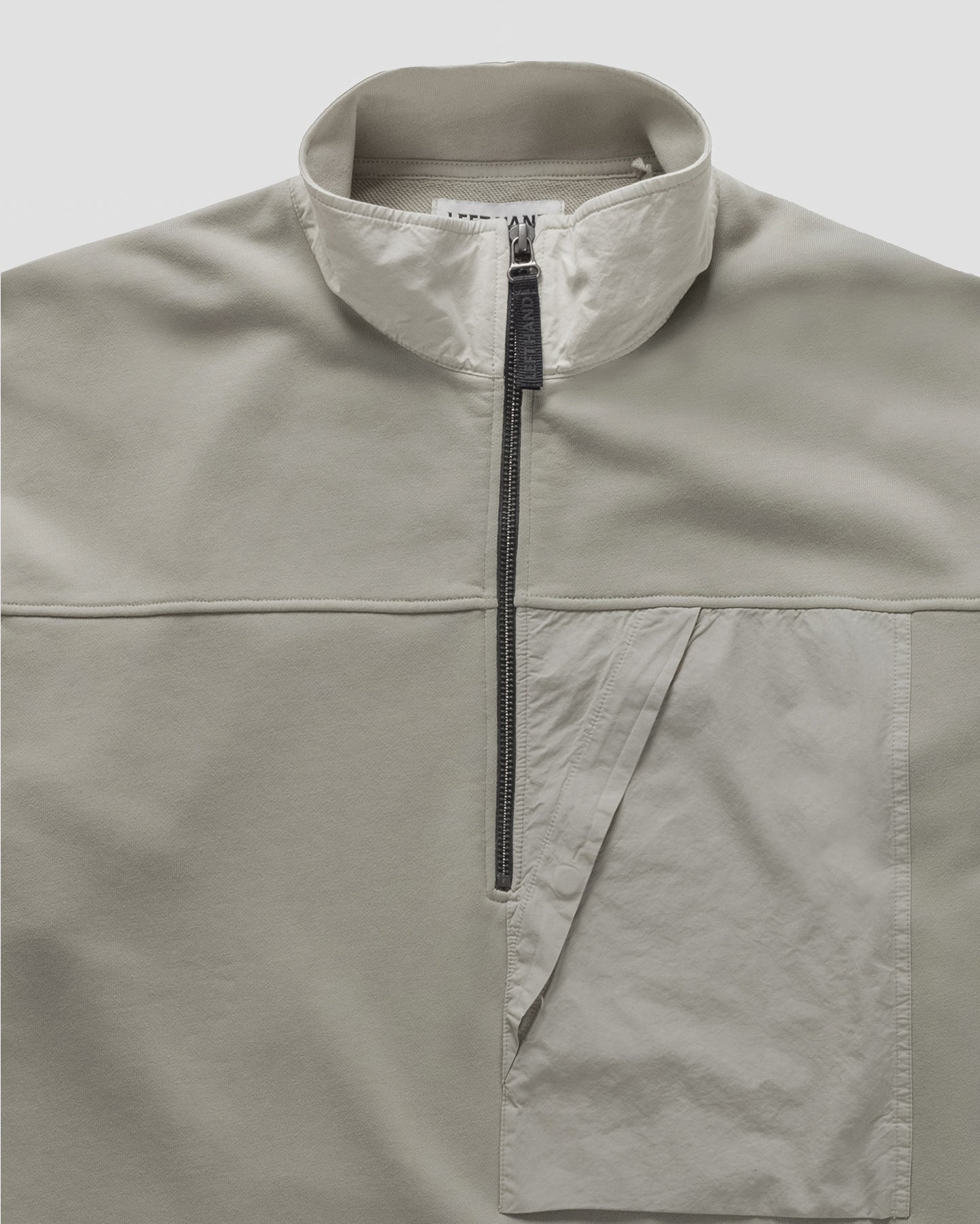 Left Hand Half Zip Sweat Stone