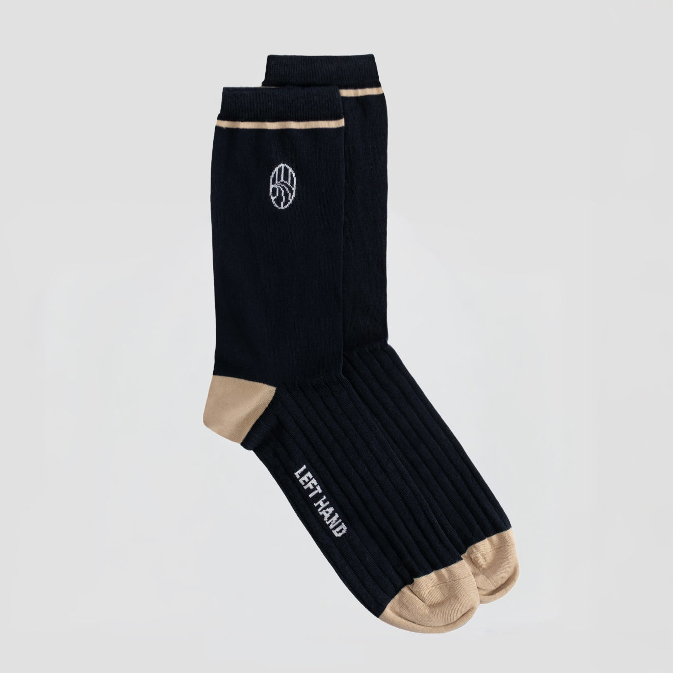 Left Hand Rib Sock Black / Stone Left Hand