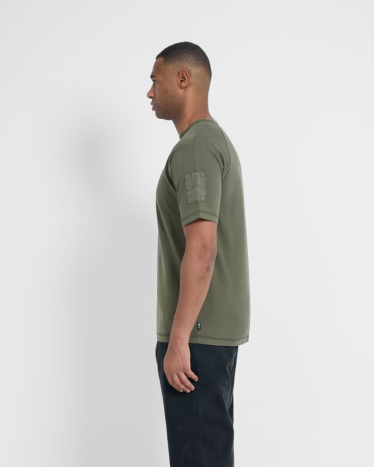 Left Hand Contrast Panel Tee Olive