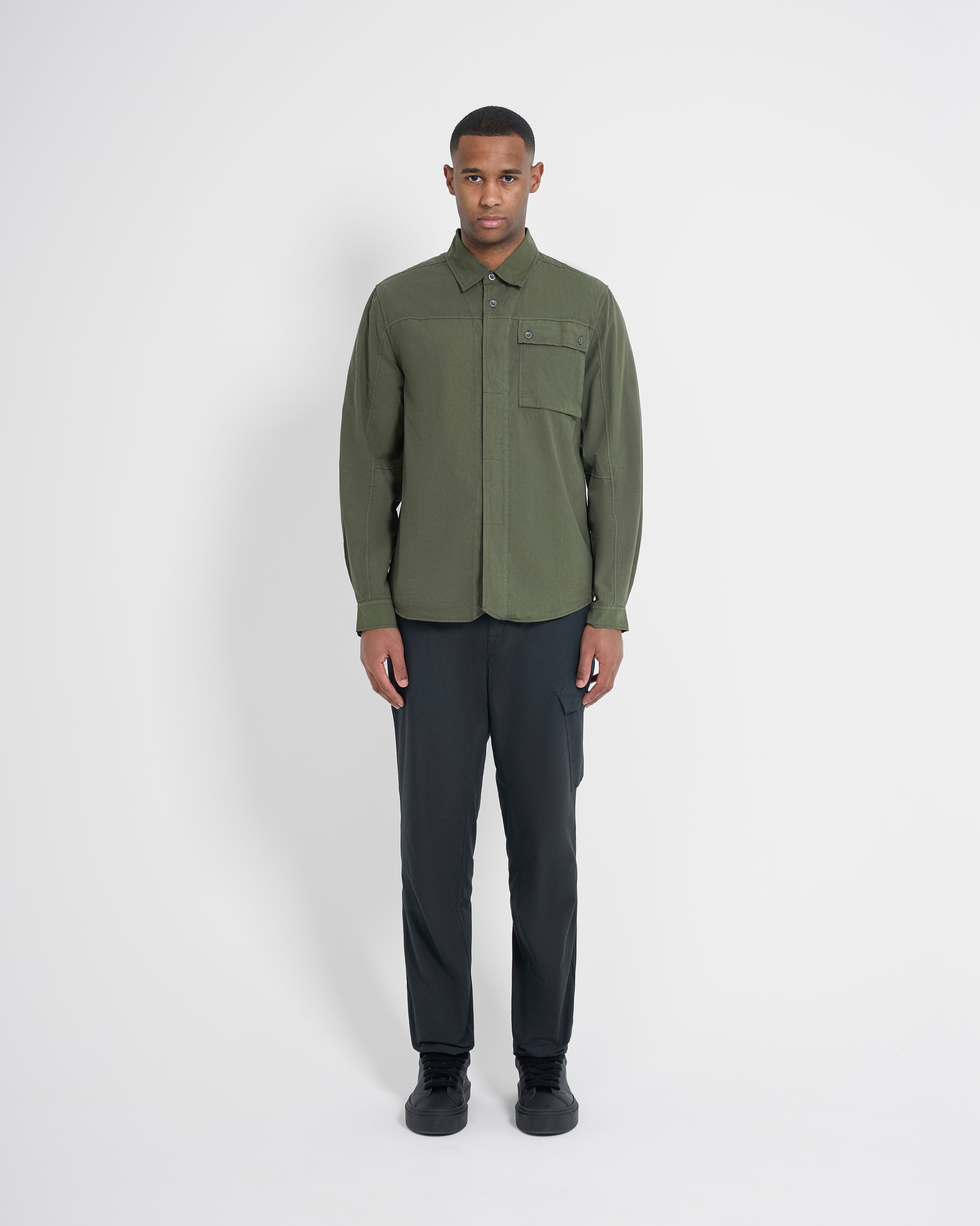 Left Hand Button Pocket Shirt Olive