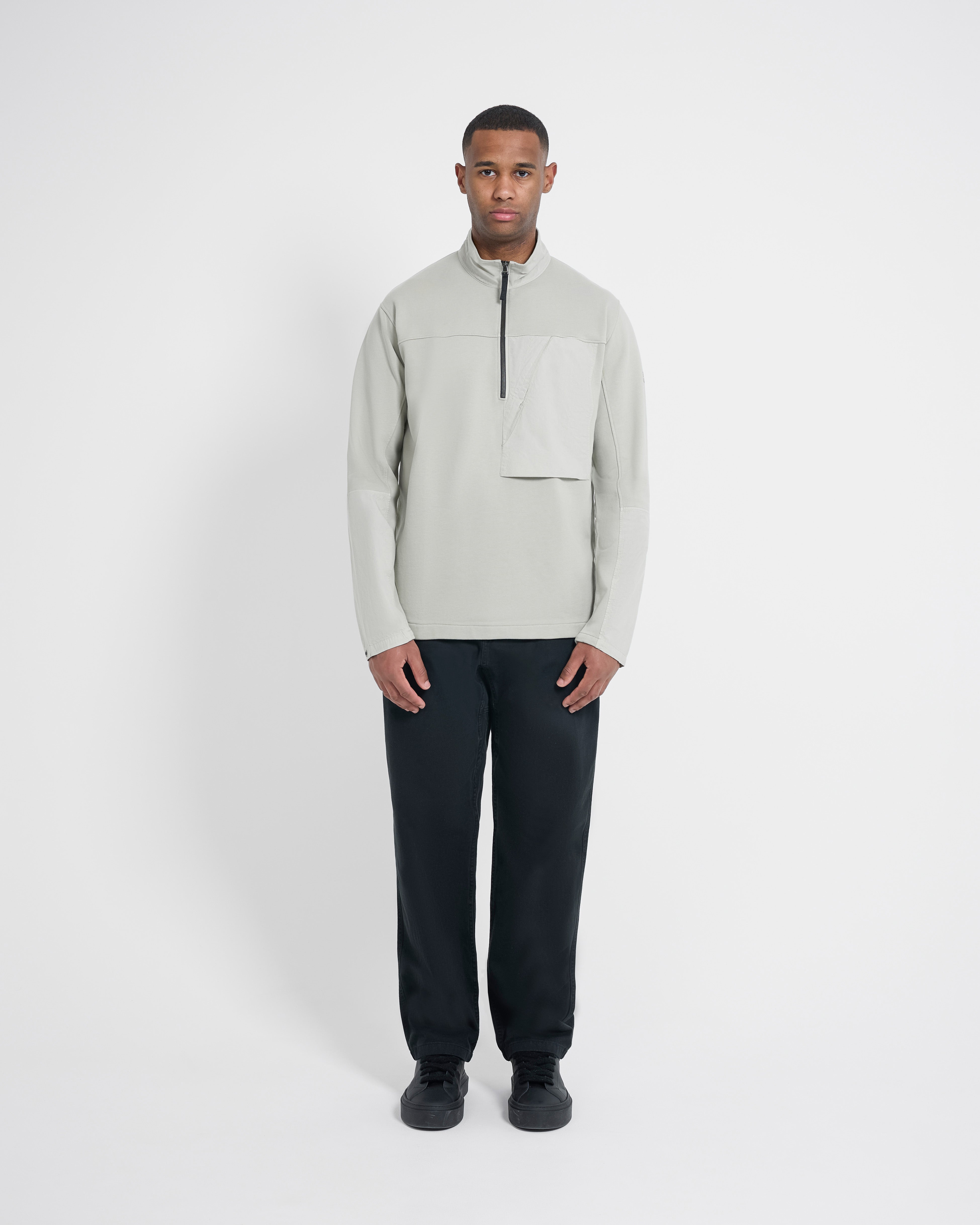 Left Hand Half Zip Sweat Stone