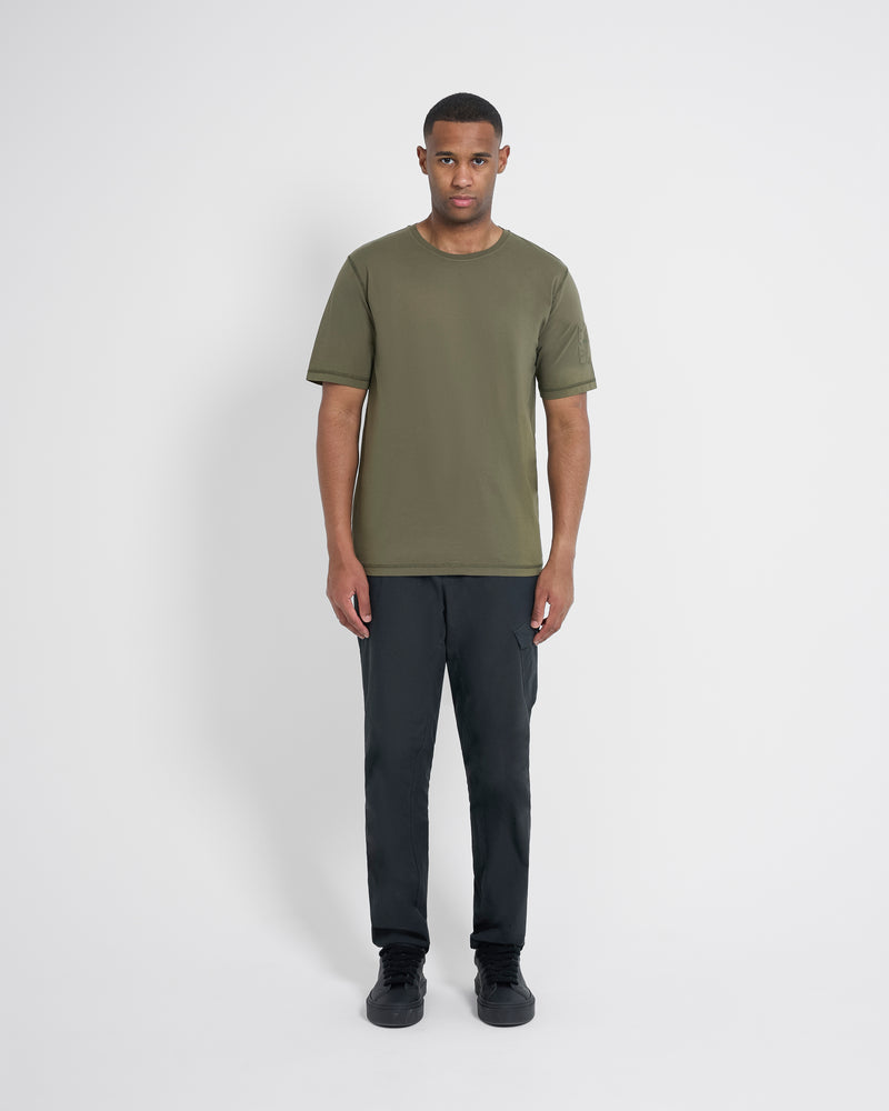Left Hand Contrast Panel Tee Olive