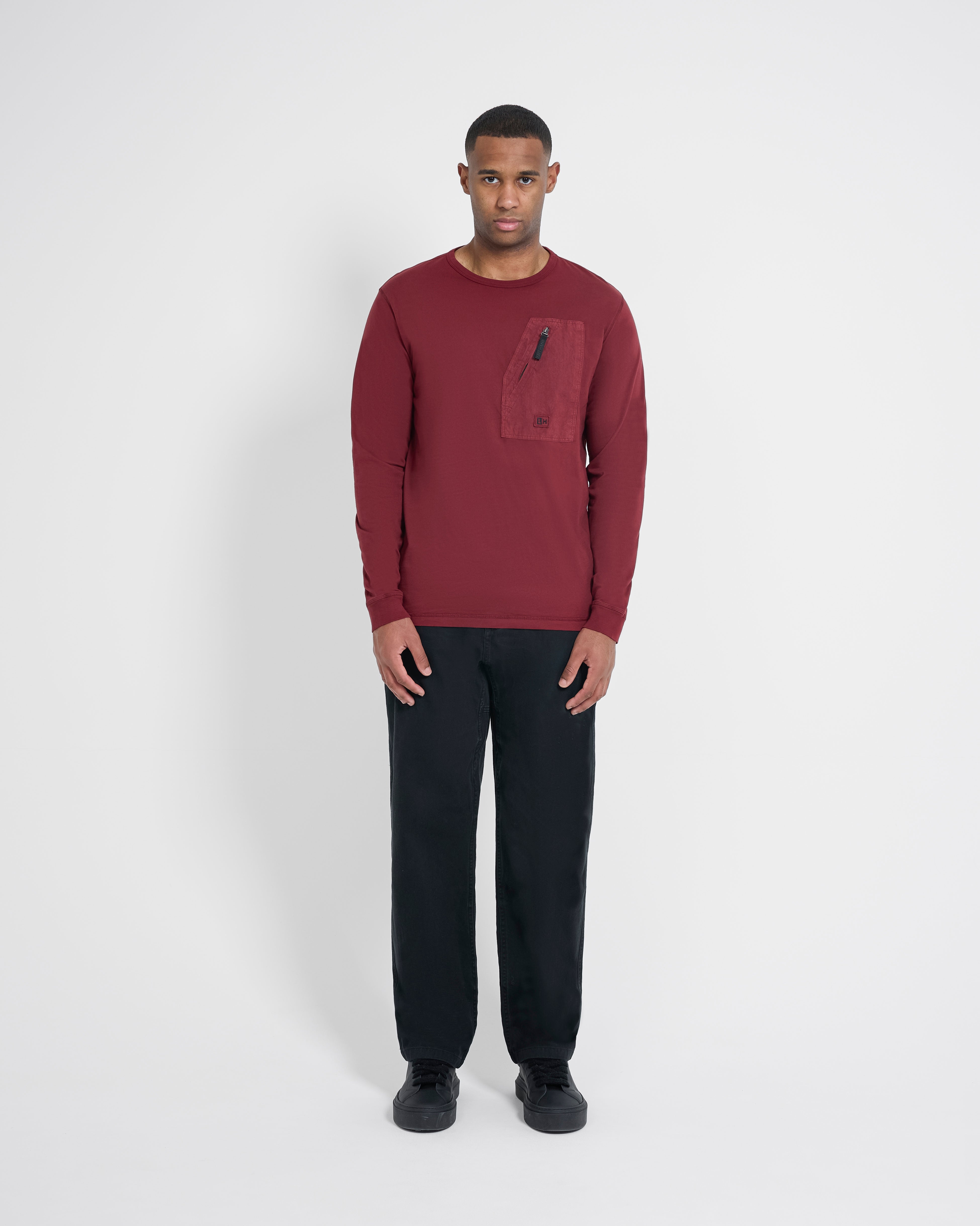 Left Hand L/S Pocket Tee Burgundy