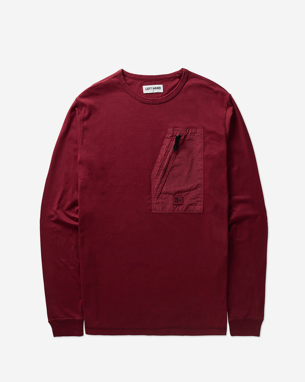 Left Hand L/S Pocket Tee Burgundy