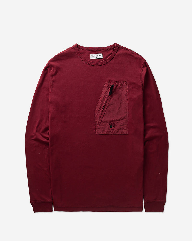 Left Hand L/S Pocket Tee Burgundy