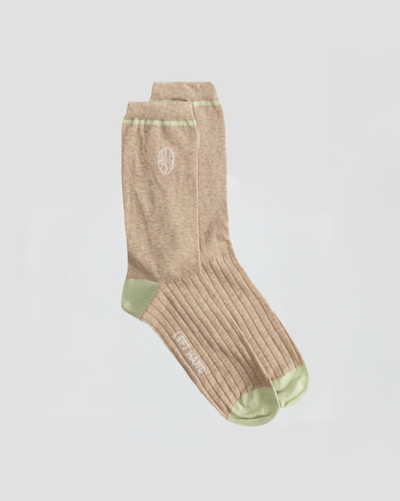 Left Hand Rib Sock Stone / Green Left Hand