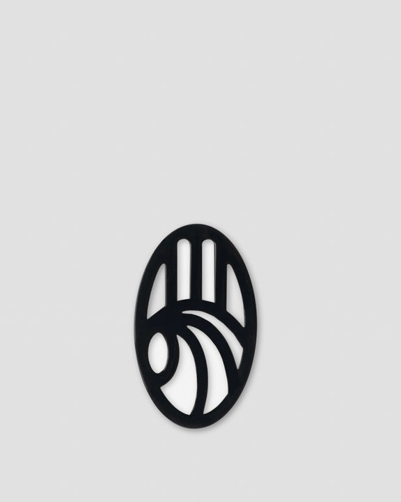 Left Hand Stencil Pin Badge Black