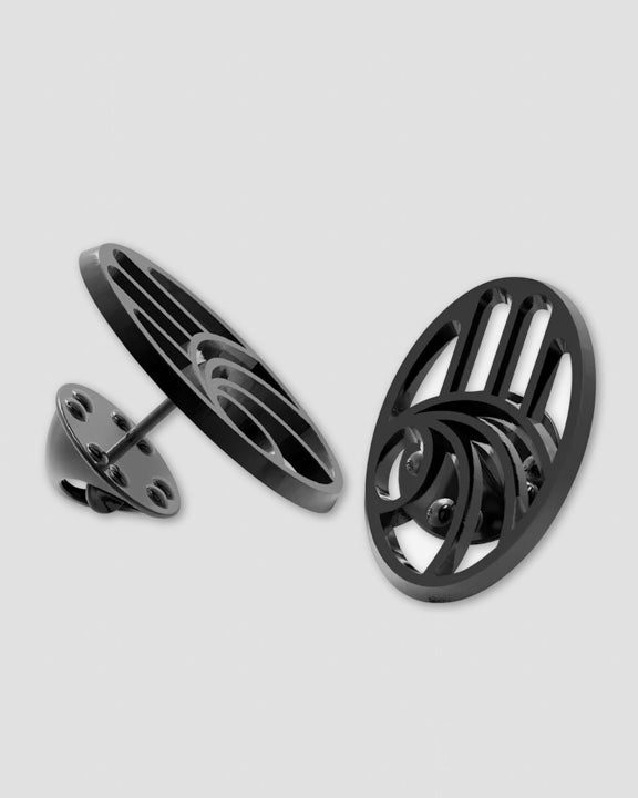 Left Hand Stencil Pin Badge Black